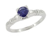 Art Deco Hearts and Clovers Sapphire Engagement Ring in 14 Karat White Gold