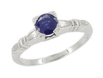 Art Deco Hearts and Clovers Sapphire Engagement Ring in 14 Karat White Gold