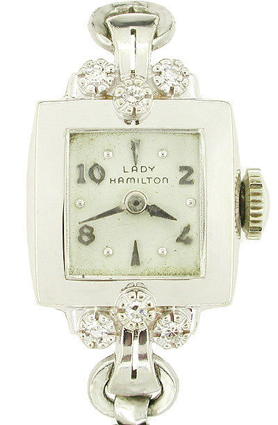 Vintage Lady Hamilton Watch in 14K White Gold - Item: LW109 - Image: 2