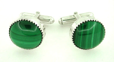 Vintage Malachite Cufflinks in Sterling Silver