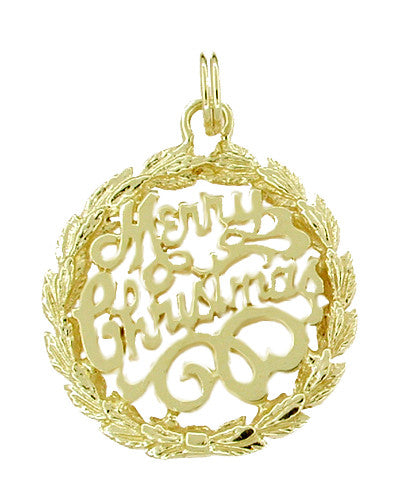Merry Christmas Filigree Medallion Charm in 14 Karat Gold