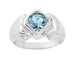 1920's Vintage Style Art Deco Aquamarine Ring for a Man in 14 Karat White Gold