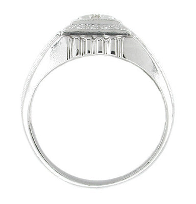 Men's Tiered Art Deco Diamond Ring in 14 Karat White Gold - alternate view