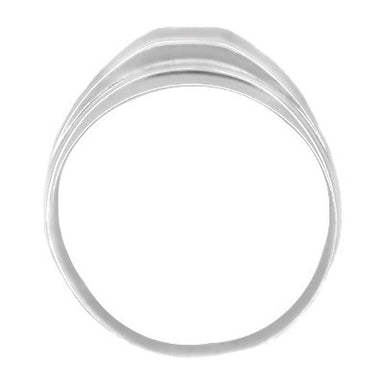 1950's Design Men's Mid Century Retro Moderne Diamond Ring in 14 Karat White Gold - alternate view