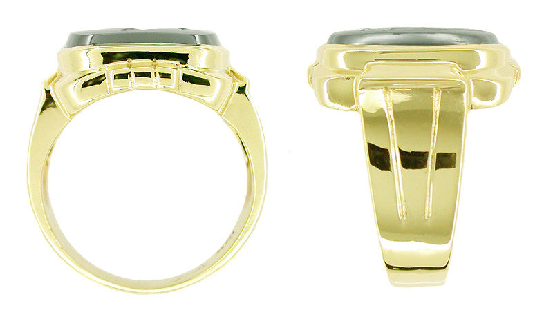 Men's Hematite Intaglio Ring in 10 Karat Gold - Item: MR108 - Image: 2