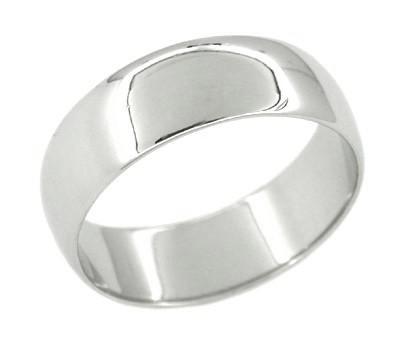 Estate Men's 7.5 mm Wedding Band Ring in 14 Karat White Gold