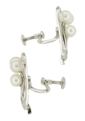 Vintage Mikimoto Pearl Earrings in Sterling Silver - alternate view