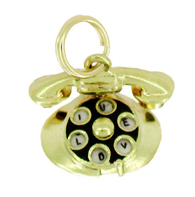Movable Dial Telephone Charm in 14 Karat Gold - Item: C214 - Image: 2