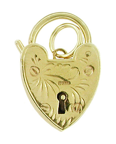 Movable Heart Shaped Lock Charm in 9 Karat Gold