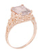 Emerald Cut Morganite Edwardian Filigree Engagement Ring in 14 Karat Rose ( Pink ) Gold