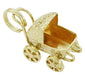 Vintage Movable Baby Carriage Charm in 14 Karat Yellow Gold - Perambulator Charm - C178 