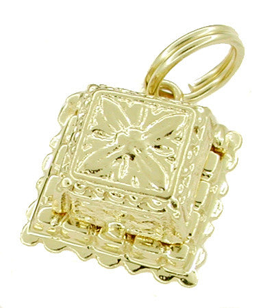 1950's Vintage Movable Diamond Engagement Ring and Ring Box Charm in 14 Karat Gold - Item: C183 - Image: 2