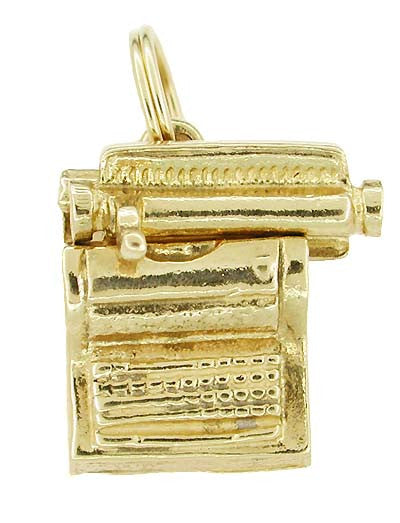 Movable Typewriter Charm in 14 Karat Gold