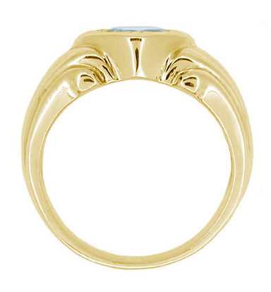 Mens Art Deco Aquamarine Ring in 14 Karat Yellow Gold - alternate view