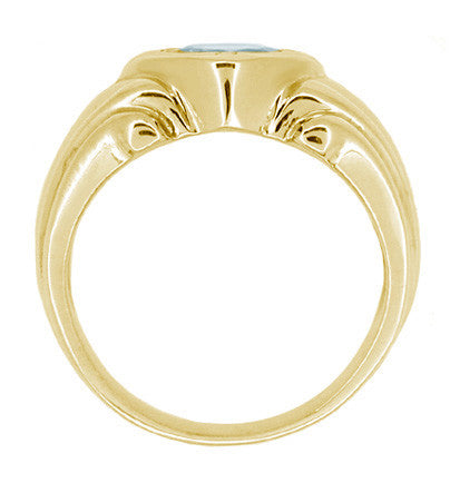 Mens Art Deco Aquamarine Ring in 14 Karat Yellow Gold - Item: MR112Y - Image: 2