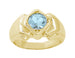 Mens Art Deco Aquamarine Ring in 14 Karat Yellow Gold