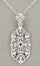 Art Deco Sapphire Filigree Pendant Necklace in 14 Karat White Gold