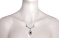 Art Deco Filigree Black Onyx Drop Pendant Necklace in Sterling Silver