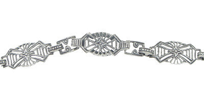 Art Deco Filigree Amethyst Drop Pendant Necklace in Sterling Silver - Item: N135AM - Image: 3