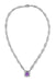 Art Deco Filigree Amethyst Drop Pendant Necklace in Sterling Silver