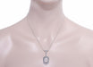 Filigree Art Deco Starburst Camphor Glass Crystal & Diamond Drop Pendant Necklace in Sterling Silver