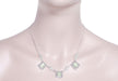 Art Deco Filigree Prasiolite ( Green Amethyst ) 3 Drop Necklace in Sterling Silver