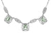 Art Deco Filigree Prasiolite ( Green Amethyst ) 3 Drop Necklace in Sterling Silver