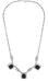 Art Deco Filigree Black Onyx 3 Drop Necklace in Sterling Silver
