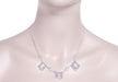 Art Deco Filigree Rose de France 3 Drop Necklace in Sterling Silver