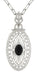 Art Deco Black Onyx Filigree Oval Pendant Necklace in Sterling Silver