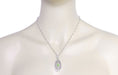 Art Deco Peridot Filigree Oval Pendant Necklace in Sterling Silver