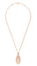 Art Deco Oval White Topaz Filigree Rose Gold Vermeil Pendant Necklace in Sterling Silver