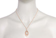 Art Deco Oval White Topaz Filigree Rose Gold Vermeil Pendant Necklace in Sterling Silver