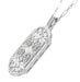 Art Deco Filigree Geometric Diamond Pendant Necklace in Sterling Silver