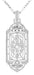 Art Deco Filigree Geometric Diamond Pendant Necklace in Sterling Silver