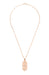 Art Deco Filigree Rose Gold Vermeil Geometric White Sapphire Pendant Necklace in Sterling Silver