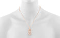 Art Deco Filigree Rose Gold Vermeil Geometric White Sapphire Pendant Necklace in Sterling Silver