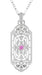 1920's Pink Sapphire Pendant in Sterling Silver - Vintage Style Art Deco Filigree Necklace
