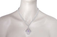 Edwardian Filigree Drop Pendant Necklace with Amethyst and Diamond in Sterling Silver