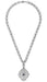 Edwardian Filigree Sapphire and Diamond Drop Pendant Necklace in Sterling Silver