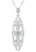 Art Deco Filigree Sky Blue Topaz Lozenge Necklace in Sterling Silver