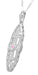 Filigree Art Deco Pink Sapphire Lozenge Shape Necklace in Sterling Silver