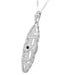 1920's Vintage Inspired Sapphire Filigree Art Deco Pendant in Sterling Silver - Lozenge Shape