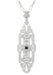 1920's Vintage Inspired Sapphire Filigree Art Deco Pendant in Sterling Silver - Lozenge Shape