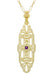 Filigree Lozenge Art Deco Amethyst Necklace in Yellow Gold Vermeil Over Sterling Silver
