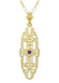 Filigree Lozenge Art Deco Amethyst Necklace in Yellow Gold Vermeil Over Sterling Silver