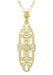 Filigree Lozenge Shape 1920's Art Deco Pink Sapphire Necklace in Sterling Silver with Yellow Gold Vermeil