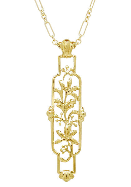 Plique a Jour Enamel Flower Pendant Necklace in Rose Gold Vermeil