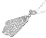 Scalloped Leaf Dangling Filigree Edwardian Pendant Necklace in Sterling Silver