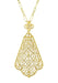 Edwardian Scalloped Leaf Dangling Filigree Pendant Necklace in Sterling Silver with Yellow Gold Vermeil
